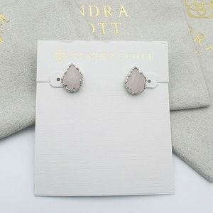 Kendra Scott Tessa Rose Quartz Stud Earrings in Silver